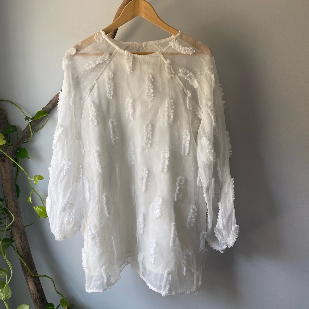 Hidden Label White Sheer Sleeve Mini Dress Size Small